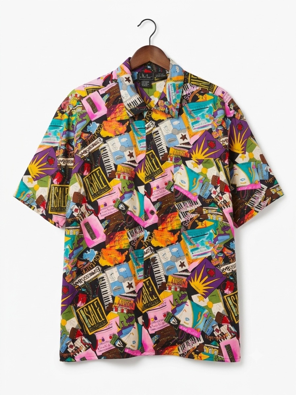 VTG 1991 Nicole Miller 100% Silk Limited Edition Graphic Mall Button Down Shirt